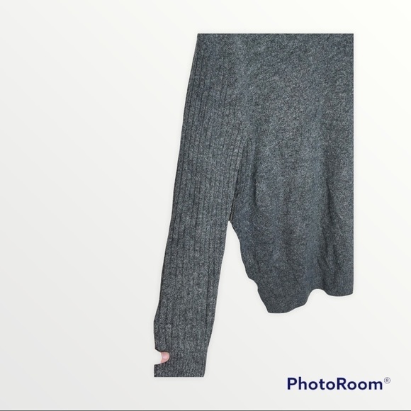 TOPSHOP Gray Ribbed Bell Sleeve Cowl Neck Cozy Oversized Pullover Sweater Size 2 - Picture 6 of 11